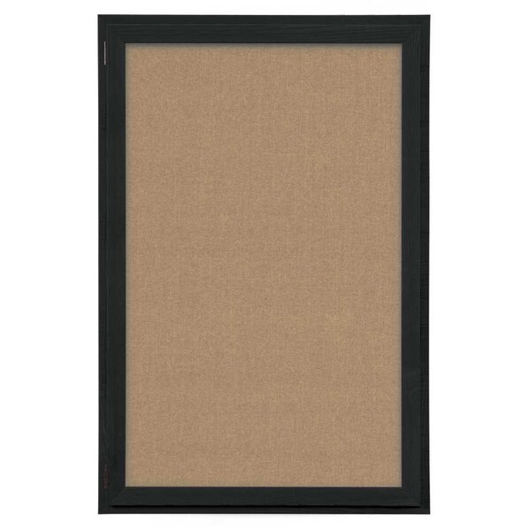 Indoor Enclosed Combo Board, 72"x36", Satin Frame/Green & Cobalt